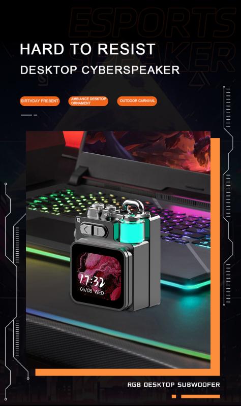 Portable outdoor mini Bluetooth speaker with display frequency lyrics, Bluetooth 5.4, zinc alloy shell, 8G memory card, mobile phone screen sharing, small size and high volume, suitable for parties, festivals, cycling, outdoor sports, outdoor travel - Dupengda