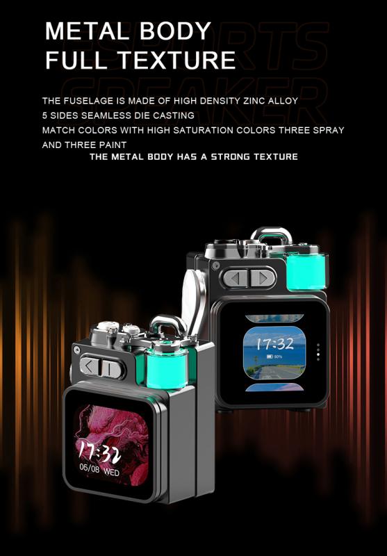 Portable outdoor mini Bluetooth speaker with display frequency lyrics, Bluetooth 5.4, zinc alloy shell, 8G memory card, mobile phone screen sharing, small size and high volume, suitable for parties, festivals, cycling, outdoor sports, outdoor travel - Dupengda