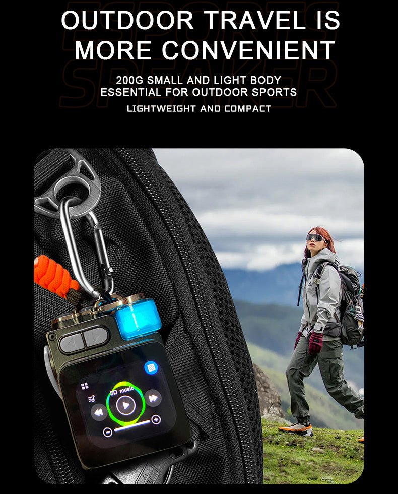 Portable outdoor mini Bluetooth speaker with display frequency lyrics, Bluetooth 5.4, zinc alloy shell, 8G memory card, mobile phone screen sharing, small size and high volume, suitable for parties, festivals, cycling, outdoor sports, outdoor travel - Dupengda
