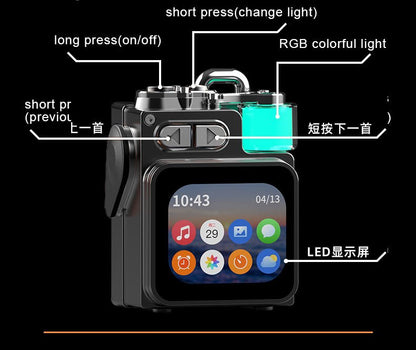 Portable outdoor mini Bluetooth speaker with display frequency lyrics, Bluetooth 5.4, zinc alloy shell, 8G memory card, mobile phone screen sharing, small size and high volume, suitable for parties, festivals, cycling, outdoor sports, outdoor travel - Dupengda